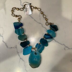 Chico’s Blue Agate Bib Necklace NWT